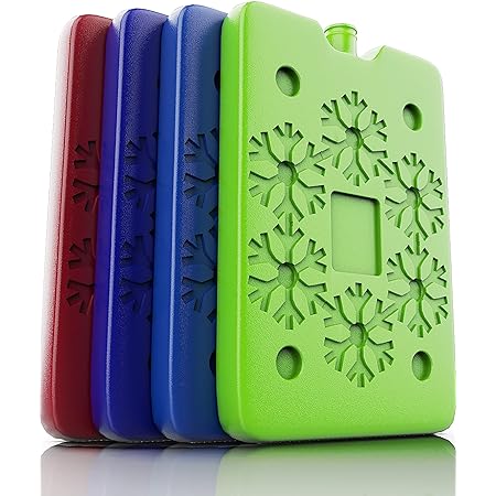 Ice Packs for Lunch bags and Coolers | Bento Lunch box, Cooler Bag for Work, School, Picnic or Camping | Reusable Small Freezer Ice Pack for Cooler or Ice Pack for Lunch Box Kid Friendly (4-Pack)