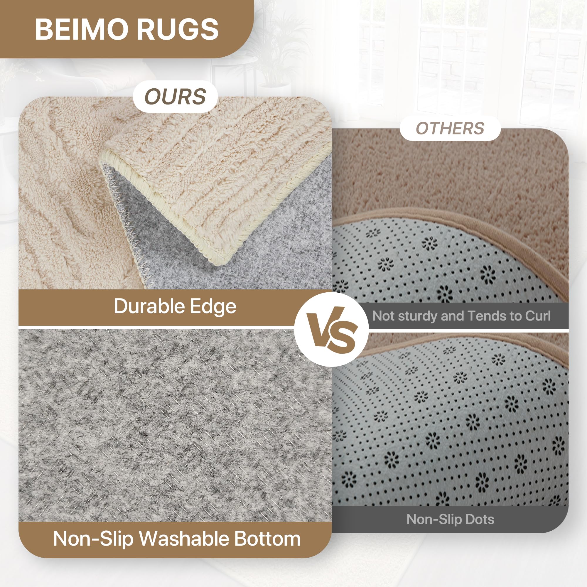 BEIMO Tapis Salon 160x230 cm - Tapis Doux Effet 3D, Crème, Haute Densité, Lavable, Antidérapant, Facile à Entretenir et résistant - Idéal pour Salon et Chambre