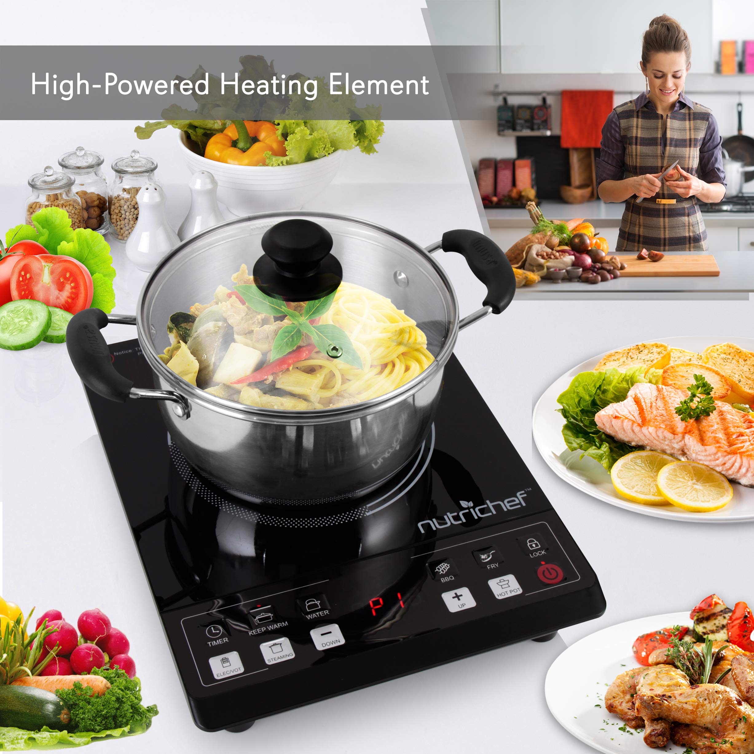 Amazon.com: NutriChef Small Appliance Countertop Burner, Infrared Cooktop,  Ceramic Cookware, Electric Stovetop, Tempered Glass, LCD Display, Keep  Warm, 1200W, 120V, Black/Chrome : לבית ולמטבח