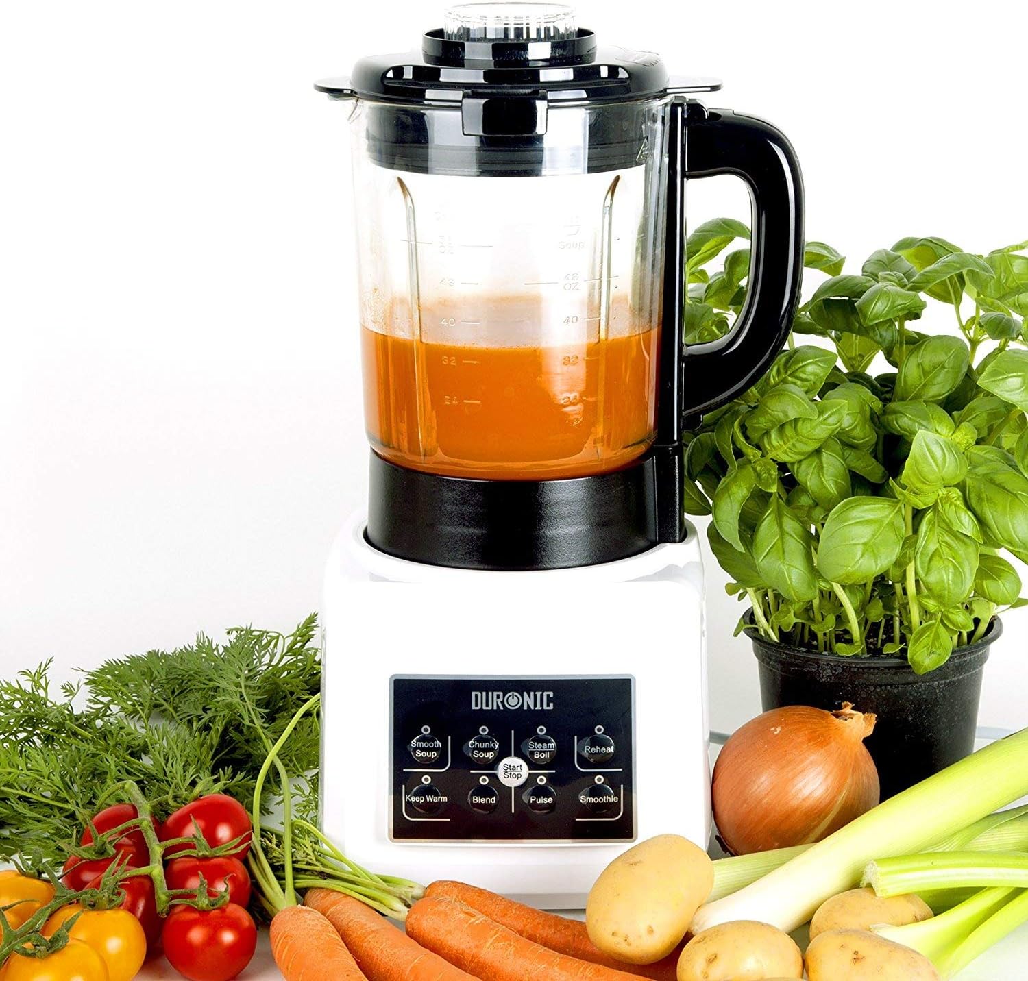 Duronic BL89 Automatic Multifunctional Smooth/Chunky Soup Maker Machine/Smoothie/Blender/Steamer/Boiler with 1.75L Glass Jug