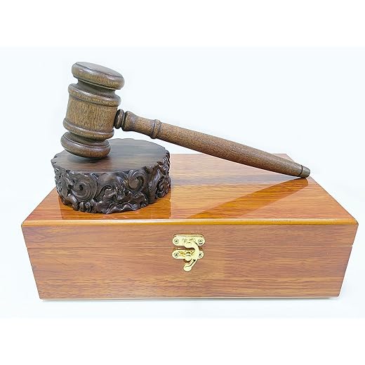 Unique Design Gavel and Block Set - Gift for Judge Lawyer or Auction Enthusiasts - Solid Wood Design Gift Set