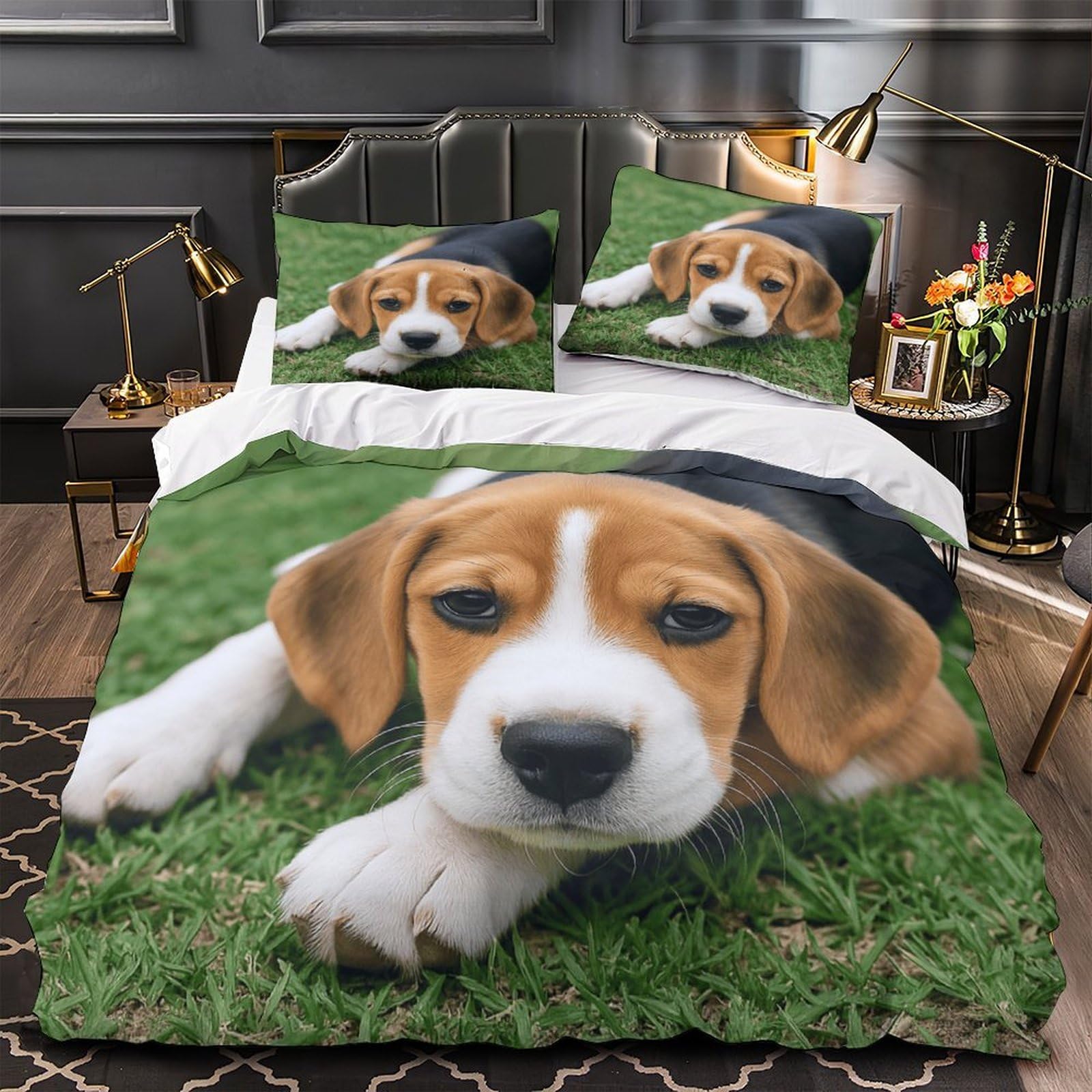 Housse de couette chiot beagle en microfibre super douce haut de gamme