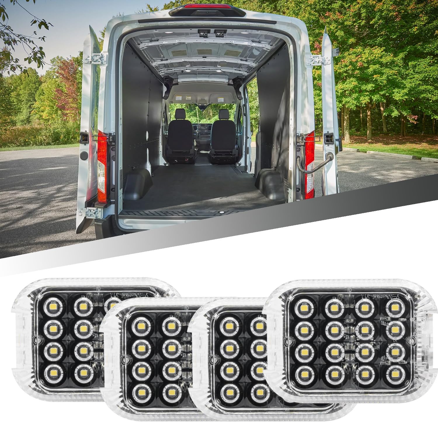 4 luci a LED per area di carico posteriore per F.ord Transit MK6 MK7 MK8 2000-2024, F.ord Transit Courier/Custom/Connect Panel Van Interior Load Van Cabin Lamp