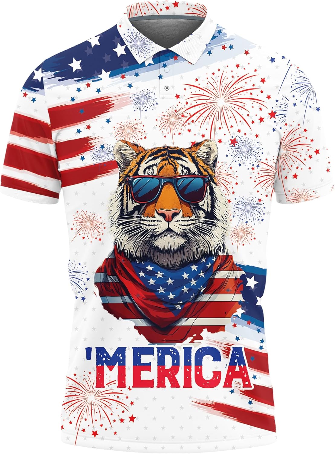 4th of July Polo Shirts for Men | Men's Golf Shirt - Patriot Day Men's Polo Shirts Short Sleeve Series 141