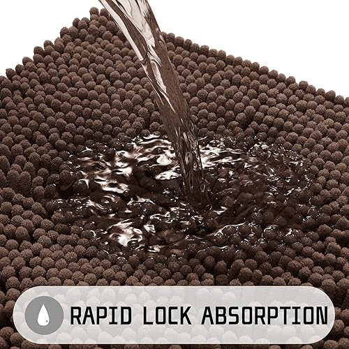 Miniatura 4 de Yimobra Alfombra de baño de felpilla de lujo, 47 x 24 pulgadas, lavable, suave y peluda, súper absorbente y gruesa, antideslizante, tapete de baño