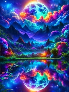 ijbnhd Moon Diamond Painting Art Kit for Adults Abstract Mountain Diamond Art Painting for Beginners Full Drill Round Gem Art Painting for Crafts Home Wall Decor Gift 12x16inch