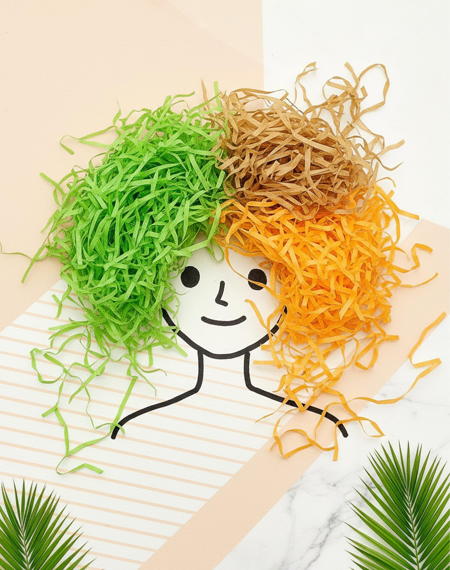 LJY 320g Füllmaterial Geschenk Raffia Set, 16 Farben je 20g Geschreddertes Papier, Bast Verpackungsmaterial für Geschenkkorb Herzbox und Geschenkbox Rund