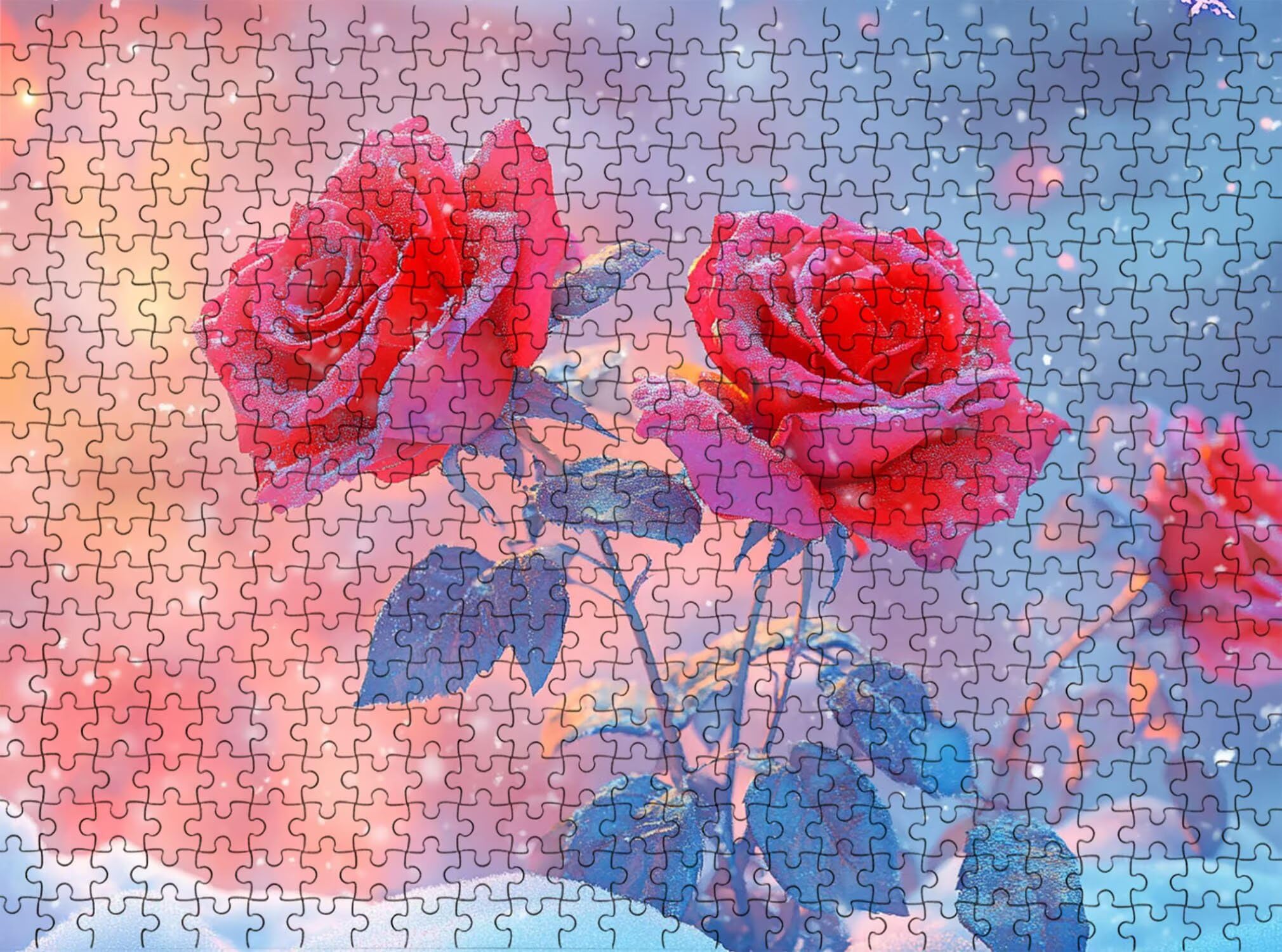 rose Nevicare Puzzle 1500 Pezzi per Adulti, Puzzle in Legno - Collezione Classica con Poster Incluso - Sfida di Concentrazione e Passatempo Antistress, Gioco Educativo per Famiglia, 87 x 57 cm f0-734