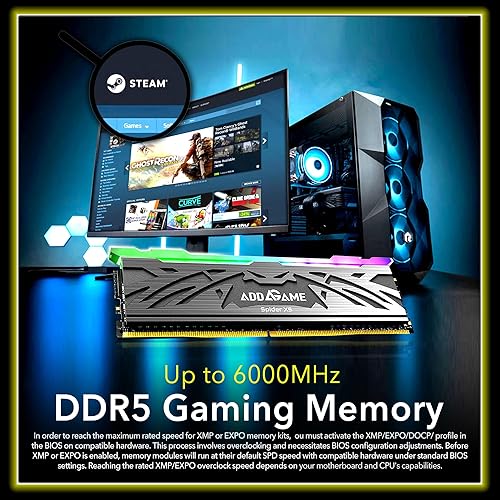 Miniatura 2 de addlink AddGame Spider X5 RGB 16GBx2 (kit de 32GB) Gaming DDR5 (compatible con Intel XMP) 5600MTs CL40 RGB sin búfer DIMM 288Pin con disipador de