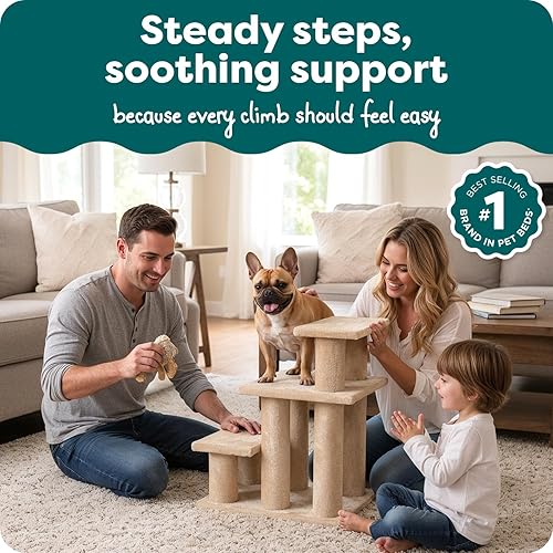 Miniatura 2 de furhaven fácil paso escaleras de mascotas, Crema