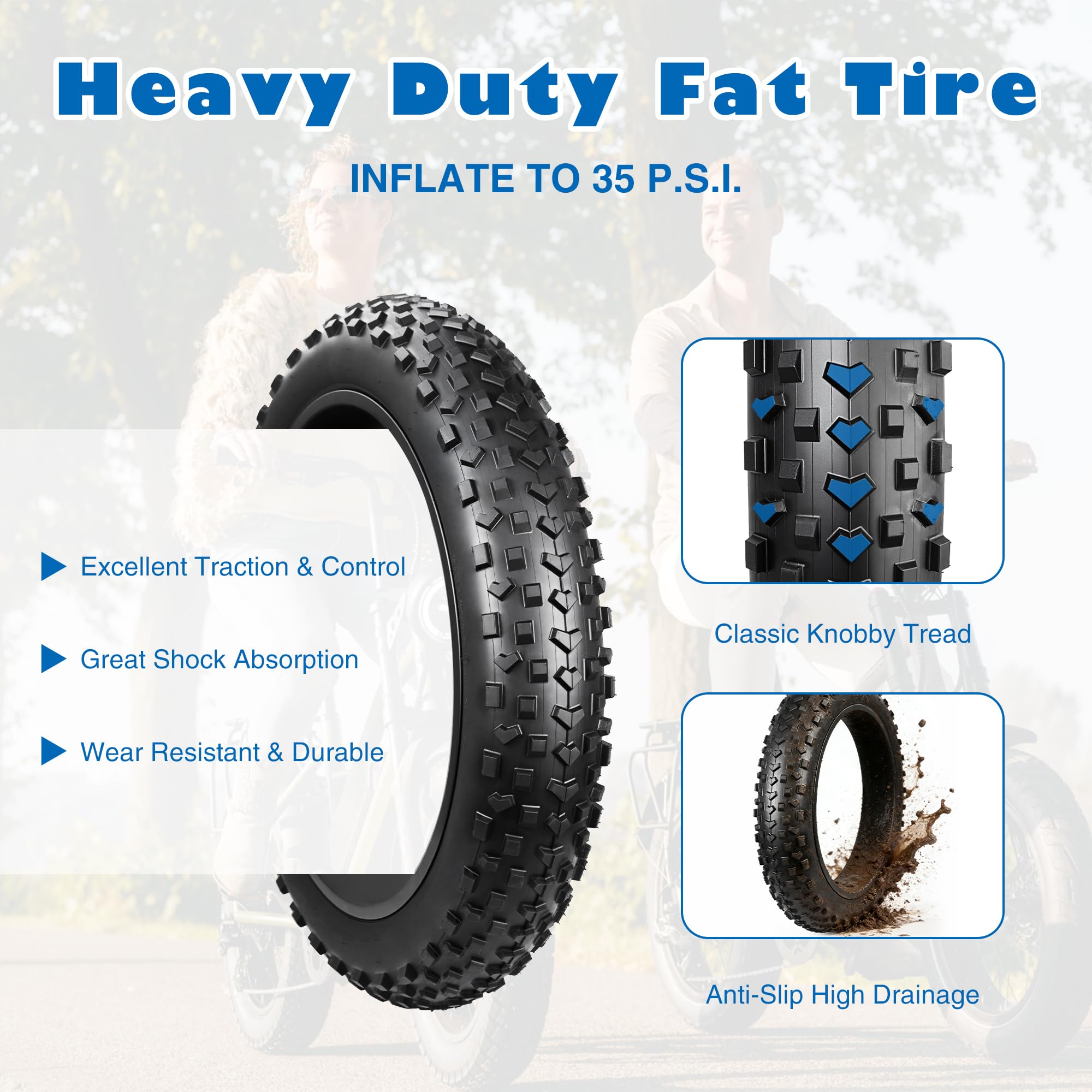 ZUKKA Heavy Duty, zestaw 2 szt. opon rowerowych Heavy Duty, 20 x 4,0, składane opony rowerowe z tłuszczem, kompatybilne z rowerami elektrycznymi, górskimi, miejskimi, 20 x 4,0
