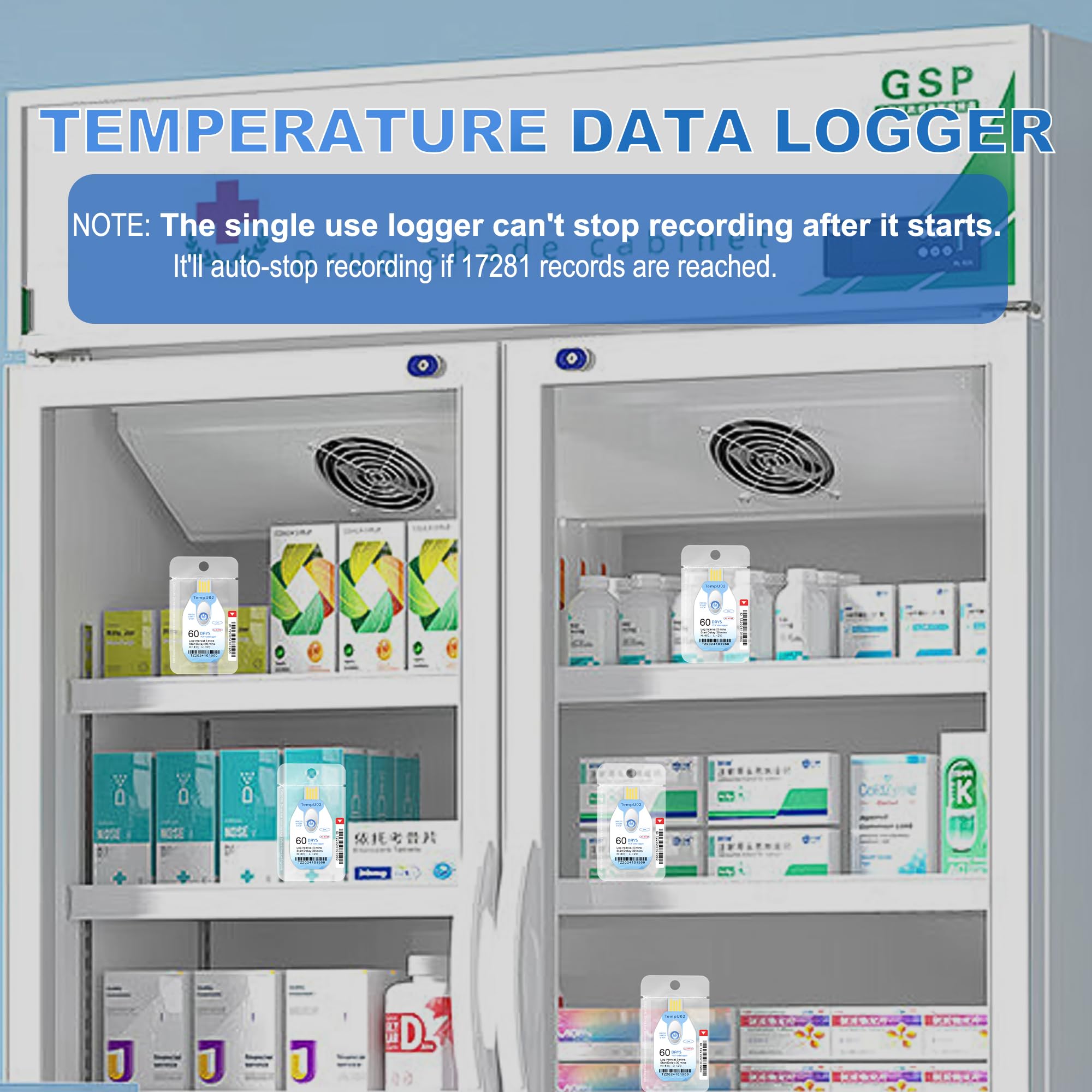Tzone Registrador de datos de temperatura USB con informe PDF, termómetro registrador de un solo uso, paquete de 10, grabadora de temperatura desechable 60 días en tránsito IP67 impermeable, registro