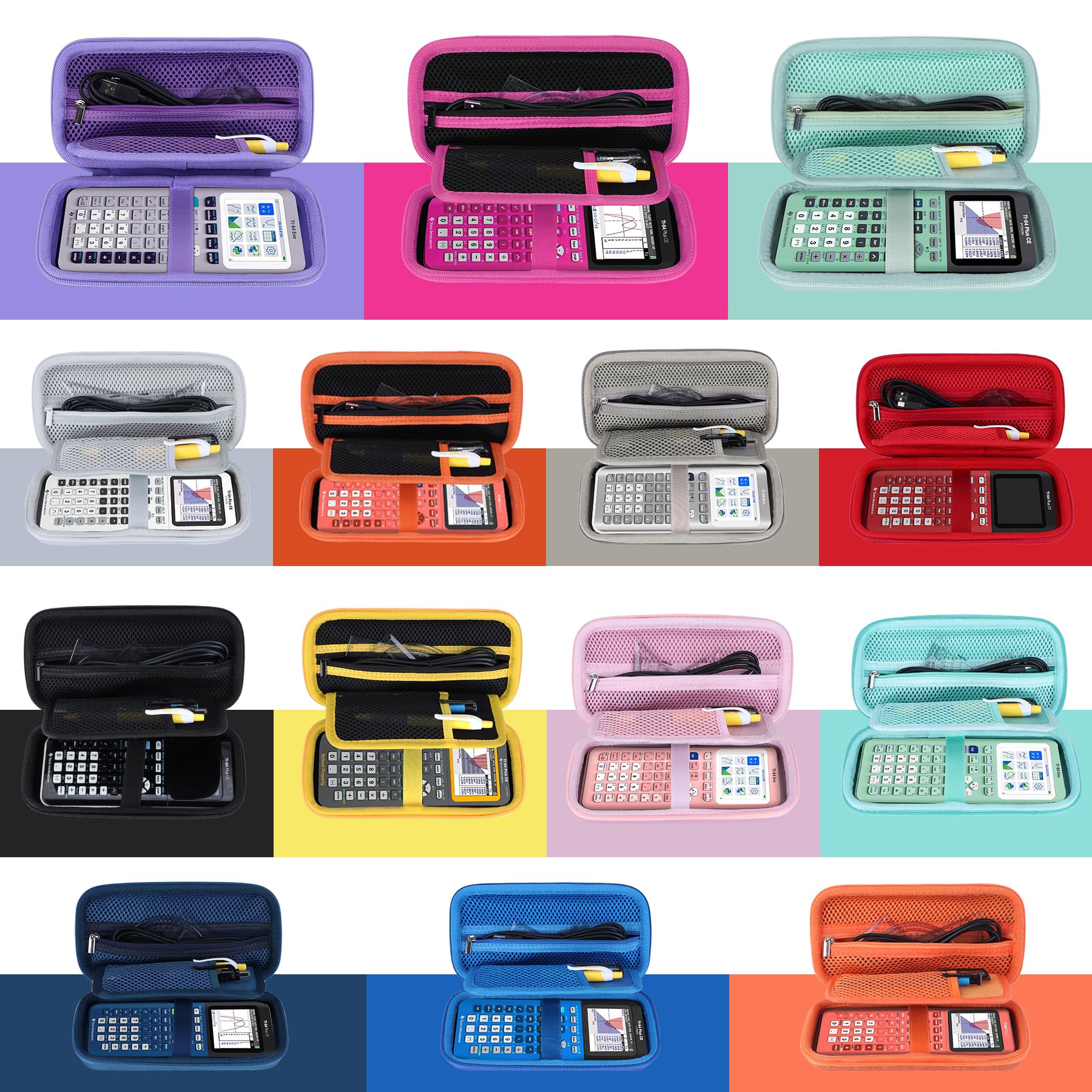 Twarde etui ochronne, torba nadaje się do Texas Instruments TI-84 Plus CE/TI Nspire CX II FC/TI-84 Plus/TI-82/TI-Nspire CX II/TI-89 Titanium kalkulator graficzny (różowy)