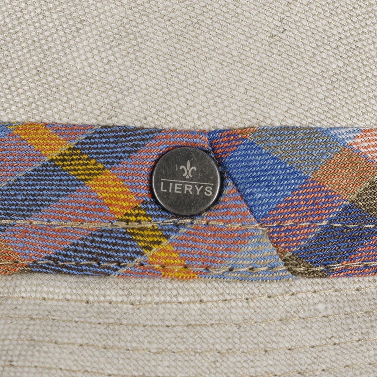 LIERYS Carsten Cappello Trilby Fedora Lino a Quadri Fascia Tessuto Made in Italy Unisex Primavera Estate