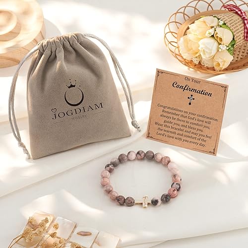 Miniatura 7 de Regalos de confirmación, regalos cristianos para mujeres, pulsera de cruz católica religiosa, regalos para mujeres, Piedra, Circonita cúbica