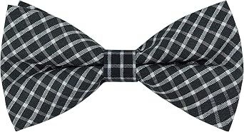 Plaid Bow Tie for Men & Boy, Pre-tied Bowtie Adjustable for Formal