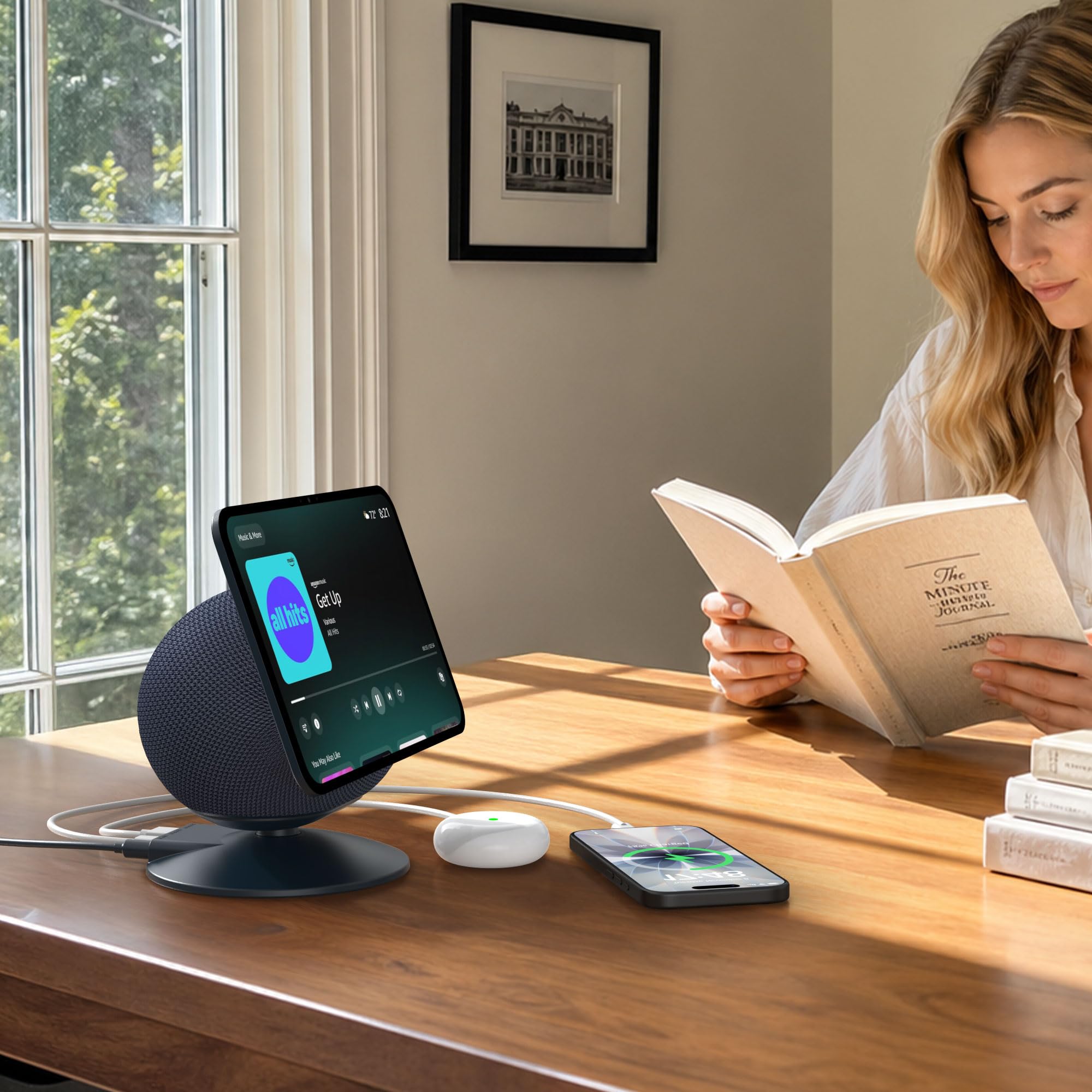 Soporte HomeMount para show 11, soporte de carga magnético ajustable con puertos USB-C y USB-A, base giratoria de 270°, compatible con show 11 y 2025 Show 8, para teléfonos y auriculares