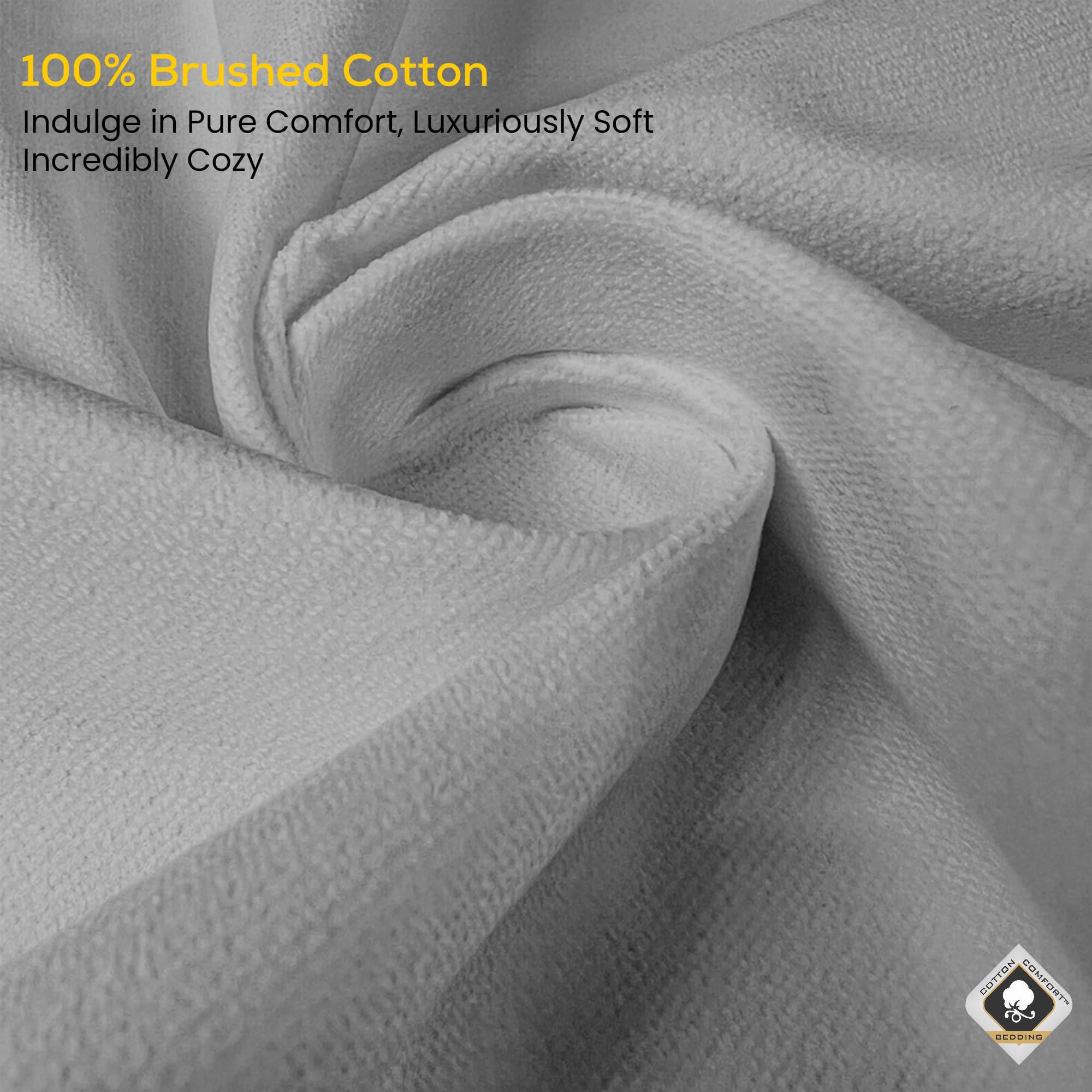 Cotton Comfort Bedding 100% Brushed Cotton Flannelette Fitted Sheet Small Double, Soft Warm Deep Fit Bed Sheet - Image 4