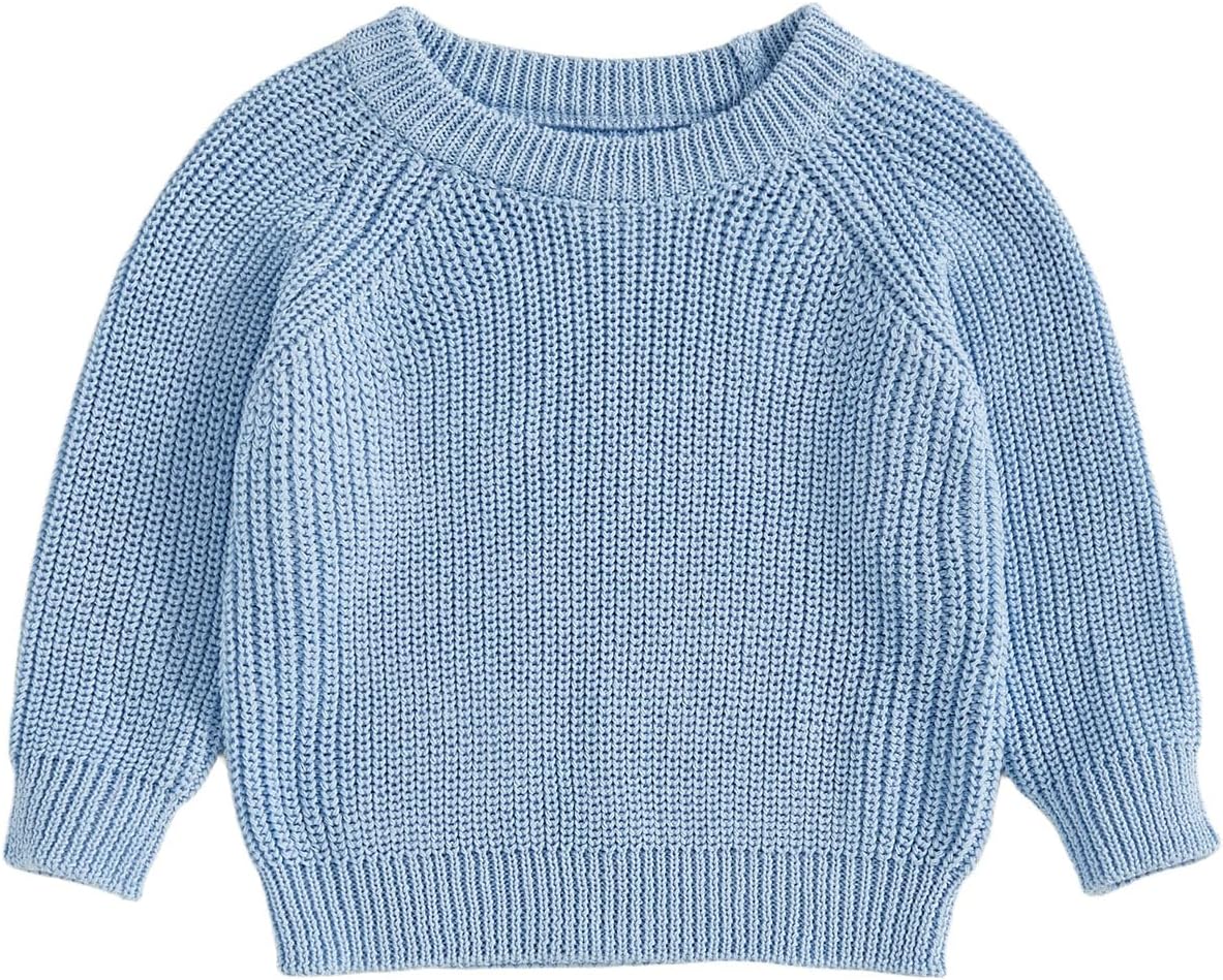 Baby Girl Boy Knit Sweater Chunky Knitted Crew Neck Pullover Sweatshirt Knitwear Toddler Fall Winter Clothes