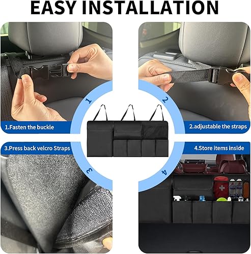 Miniatura 4 de Organizador de maletero de automóvil, organizador colgante para asiento trasero con bolsillos de almacenamiento para SUV, camión, camioneta,