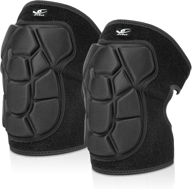 Flexible Knee Pads for Wrestling with Thick EVA Foam Padding | Anti-Slip Adjustable Collision Avoidance Knee Brace for Men Women Kids Dancers Volleyball Basketball Gardening (Black, Small)