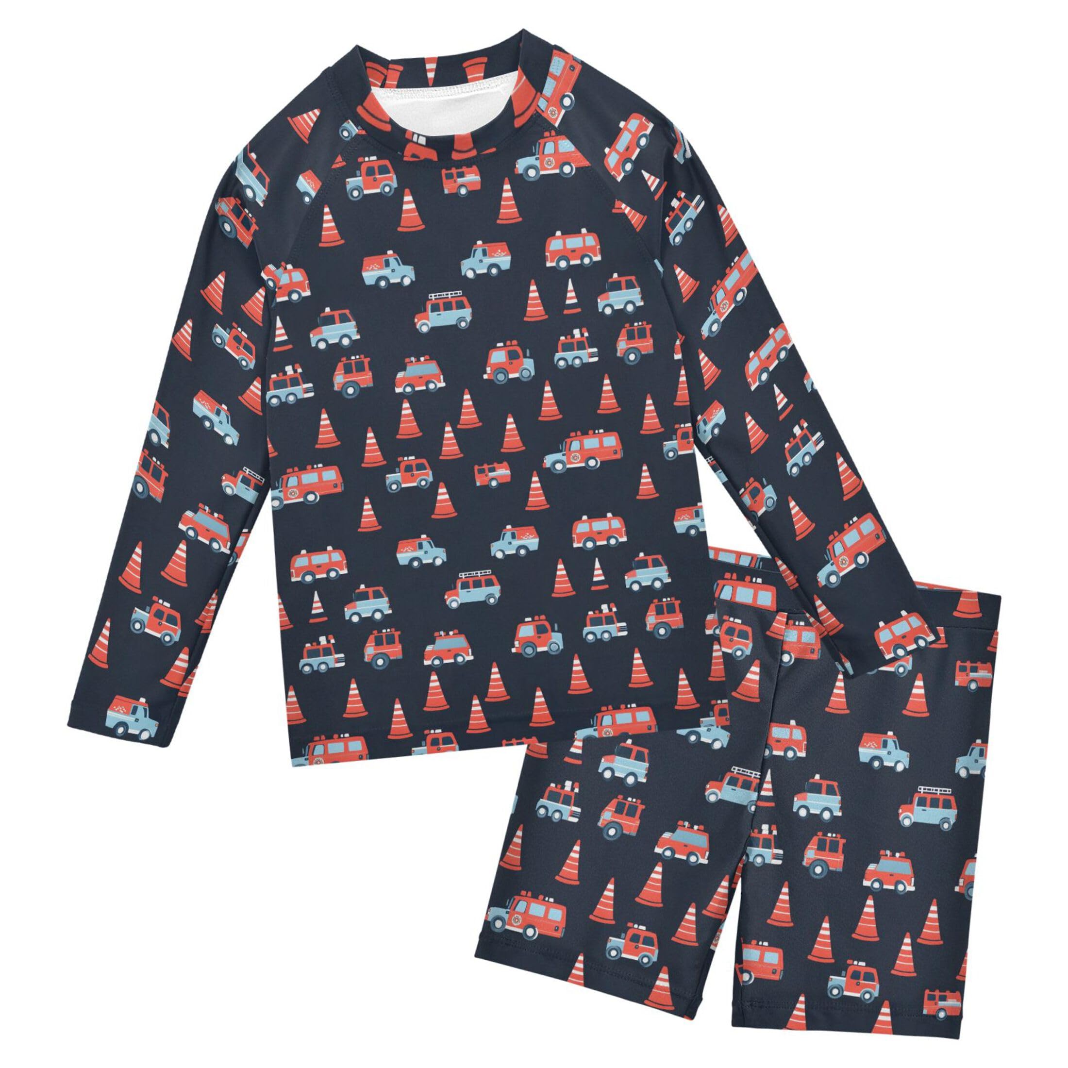 Wacky Car Baby Boys' Toddler Long Sleeved Rashguard Swim Bathing Suit Set B0403591