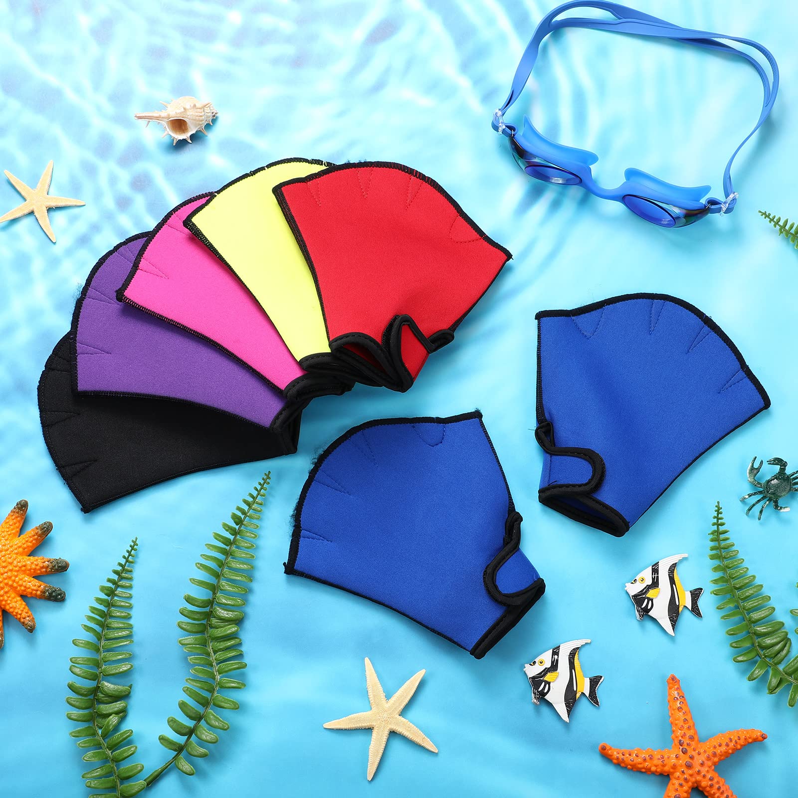 Lot de 6 paires de gants de natation aquatiques Gants de natation palmés Gants d'entraînement Fitness Gants résistants à l'eau pour la natation, la plongée, l'aérobic aquatique exercice de fitness