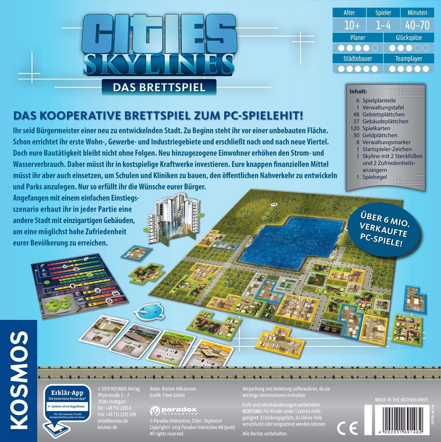 Kosmos 691462 - Cities: Skylines, Das Brettspiel zum PC-Spiel, Für 1 bis 4 Spieler ab 10 Jahren
