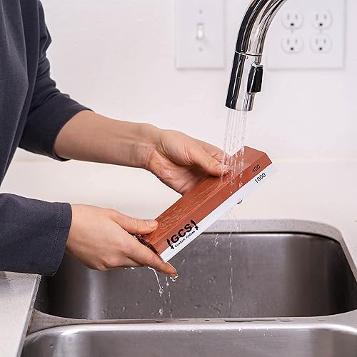 Miniatura 4 de GCS Knives Juego de piedra de afilar de doble grano 400/1000 3000/8000 - Juego de piedra de agua de afilar - Afilador de cuchillos de cocina con