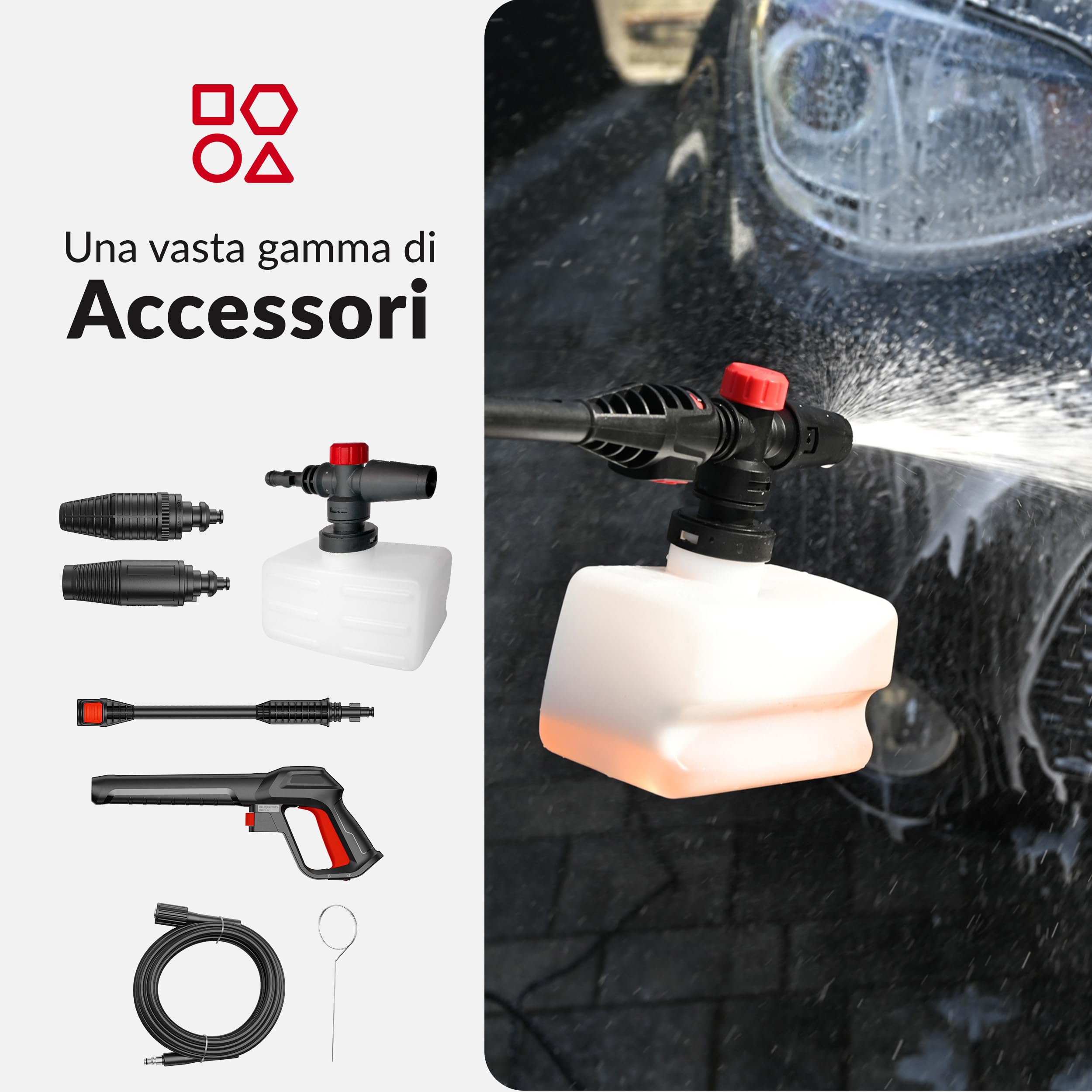 LEHMANN Hudson Idropulitrice Alta Pressione, 1800 W, Pressione Max. 220 Bar, Portata 450 l/h, Autoadescante, Pompa in Alluminio, Tubo da 5 m, Ideale per la Casa, Il Giardino e l'Auto