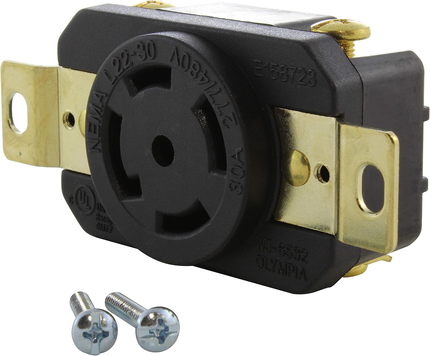 AC WORKS Flush Mount Industrial Locking Grade Receptacle (NEMA L22-30R)