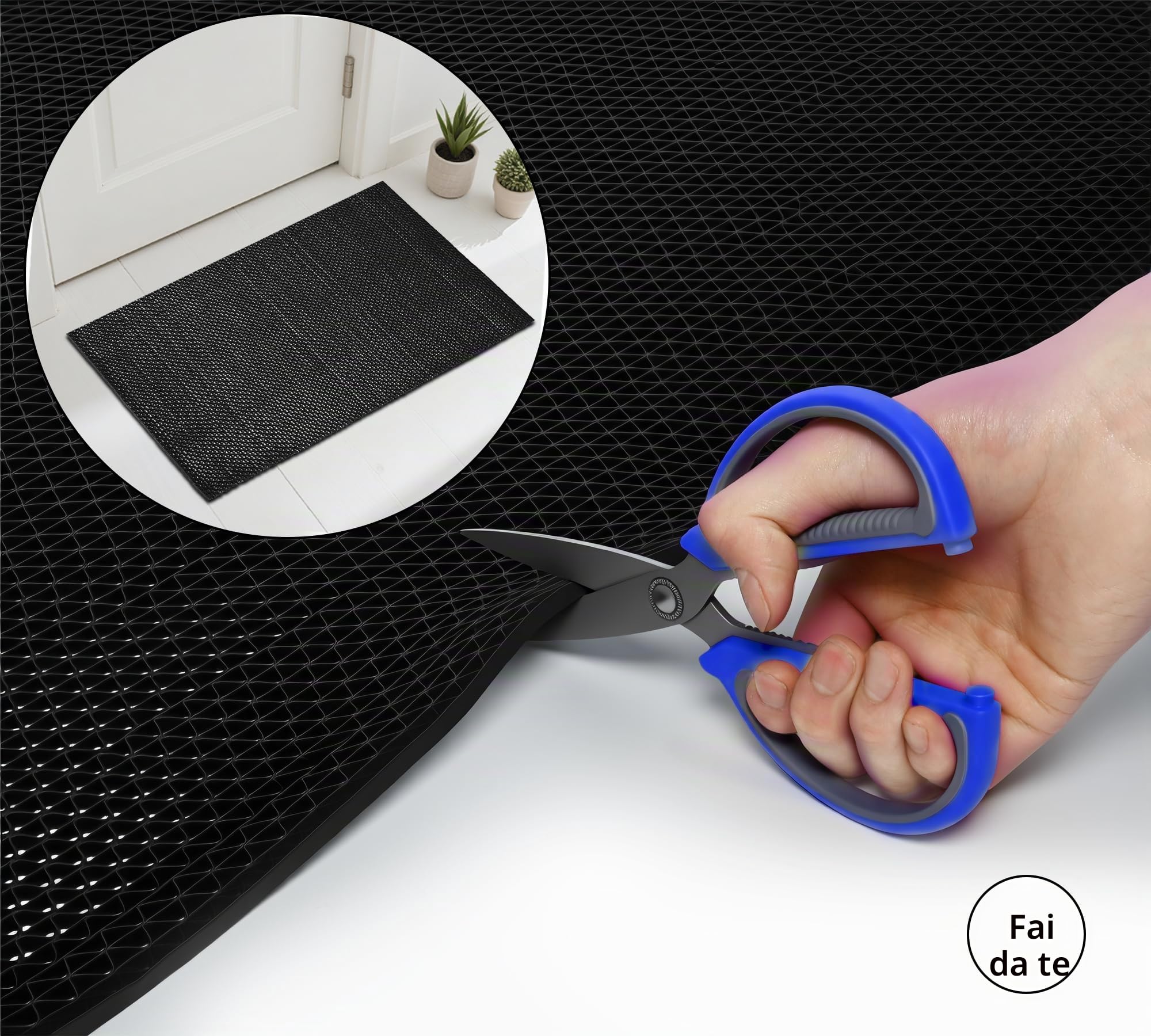 MYOYAY Tappetino drenante antiscivolo, 0,9 x 3 m, spessore 5,5 mm, tappetino a rete a S, con perforazioni, tappetino da bagno antiscivolo, adatto per bagno, garage e corridoio (nero)