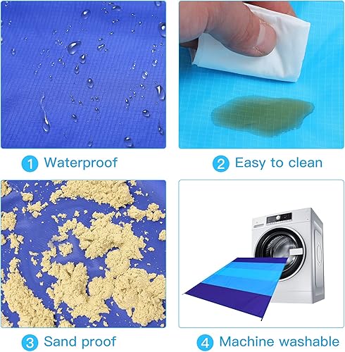 Miniatura 3 de BYDOLL Manta de playa de 10 x 9 pies, impermeable, a prueba de arena, trajes de 1 a 8 adultos, manta grande de gran tamaño, ligera, manta de picnic