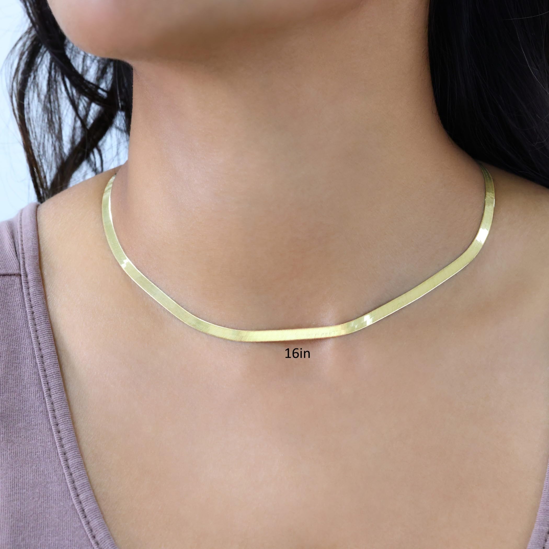 Nuragold Collier flexible en or jaune véritable 14 carats à chevrons de 4