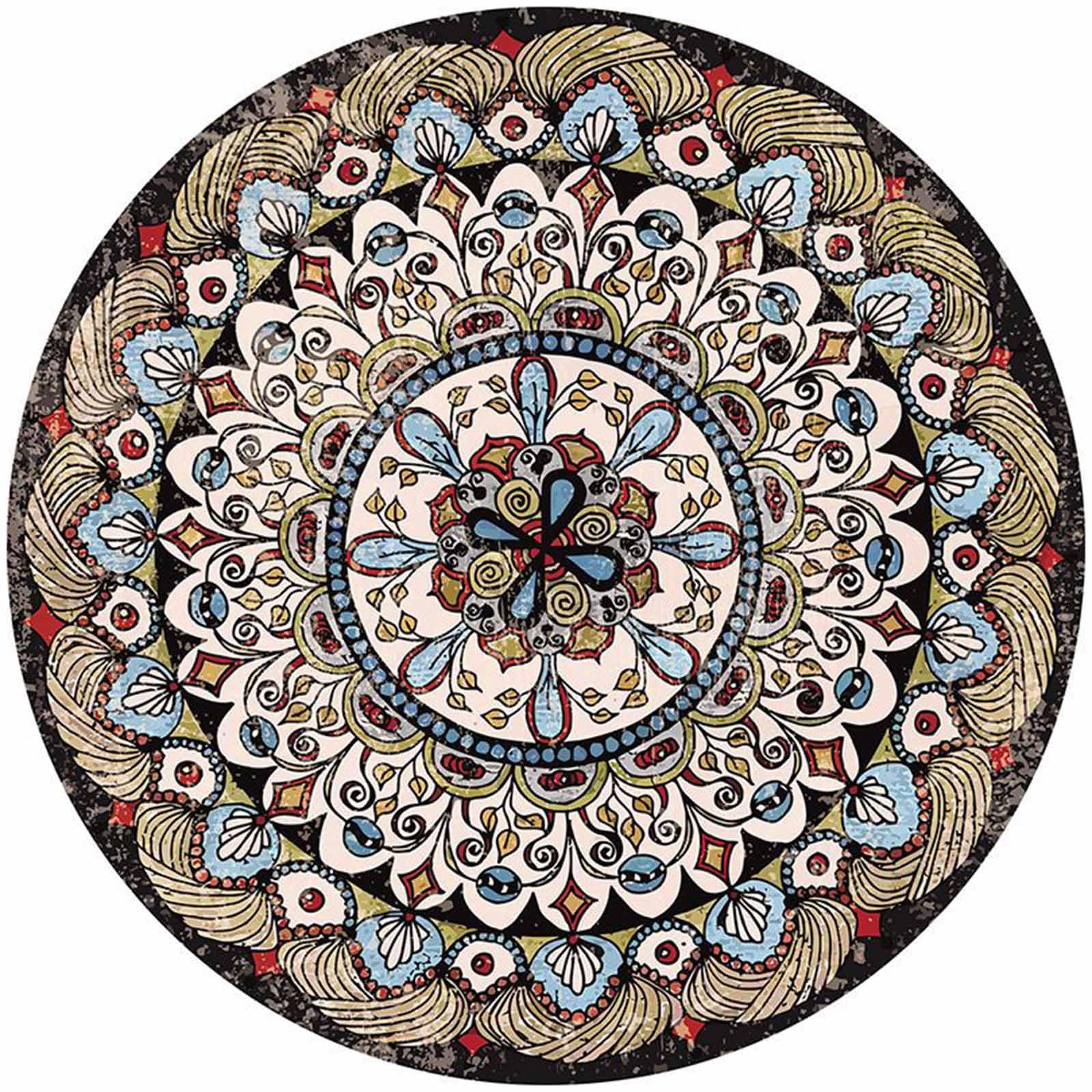 Tapis Ronds de Salon Classiques Multicolores 60cm 80cm 100cm 120cm 140cm 160cm 180cm 200cm Tapis résistant pour café Chambre à Coucher