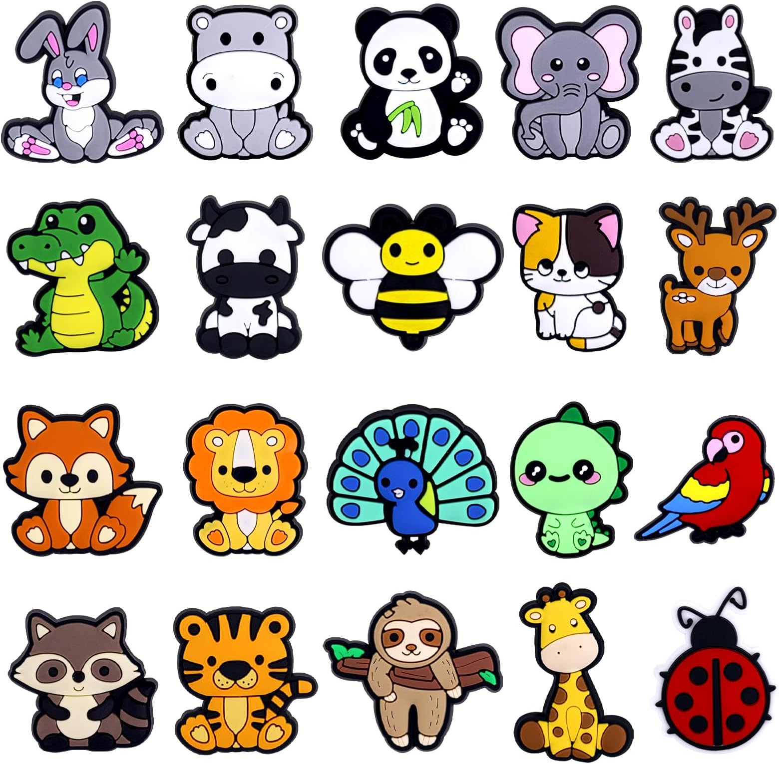 20PCS Animal Shoe Charms, Cute Cartoon Jungle Animal Shoe Decoration Charms Accessories for Kids, Girls, Teen, Boys, Woman, Man Gifts, Party Favor