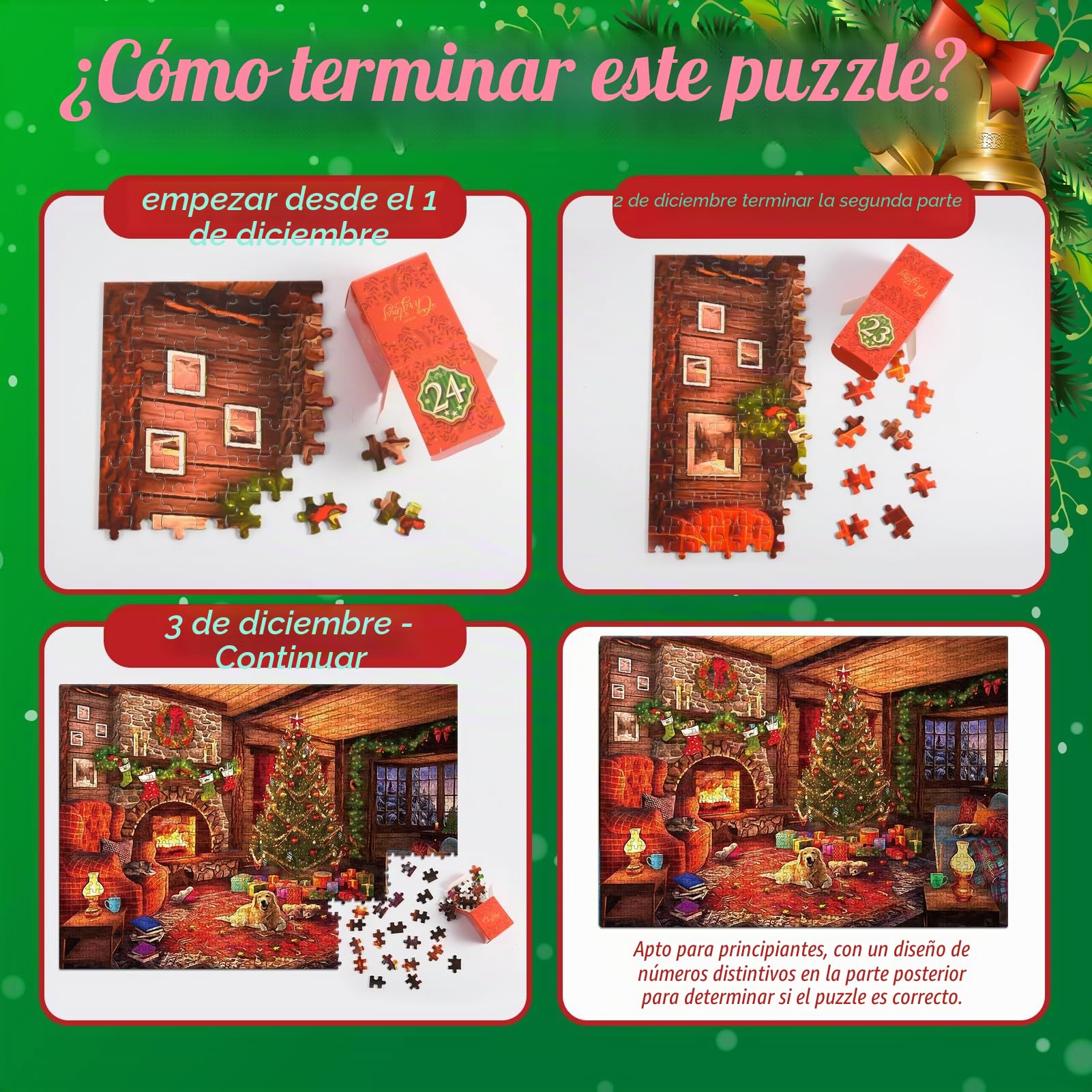 HappyGoLucky Calendario Adviento 2025 Adultos, Puzzle 1000 Piezas Adultos Regalo Navidad para Mujer Hombre y Niño Niña Calendarios de Adviento Adolescentes Regalos Originales para Amigas Parejas