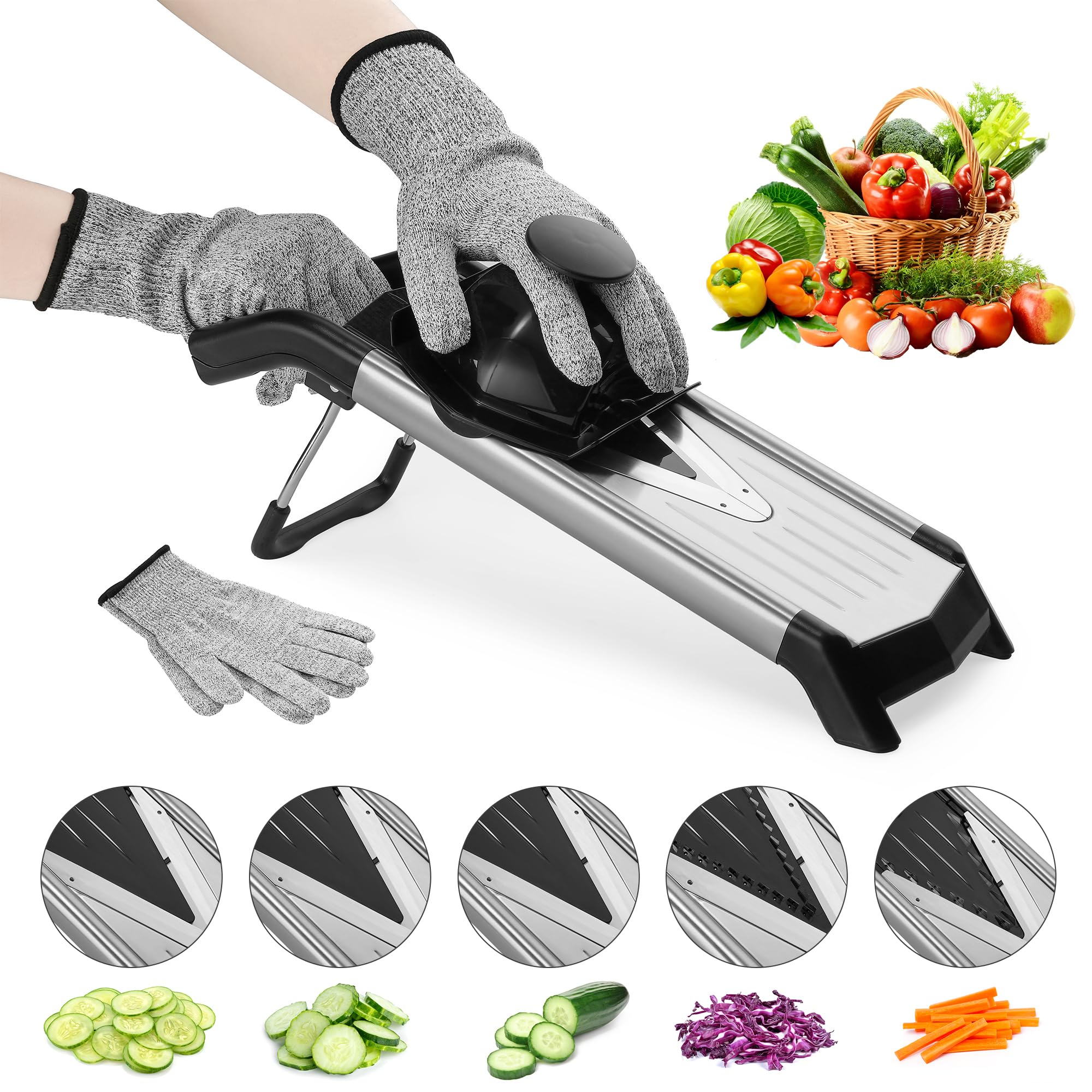 Supernal 5-in-1 Adjustable Mandoline Slicer