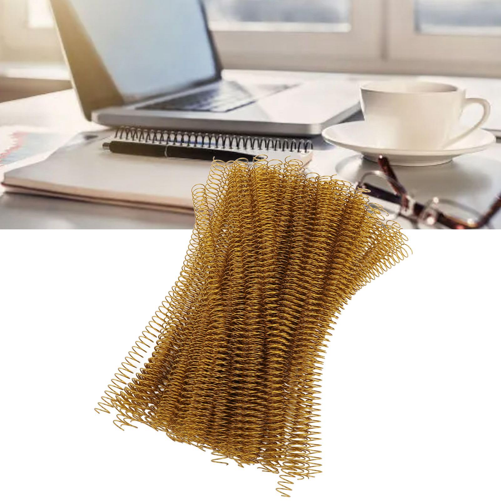 Cocoarm Bobine per Rilegatura a Spirale da 100 Pezzi, Ferro con Rapporto 4:1, capacità di 115 Fogli per Carta A4 e Rilegatura di Documenti (GOLD)