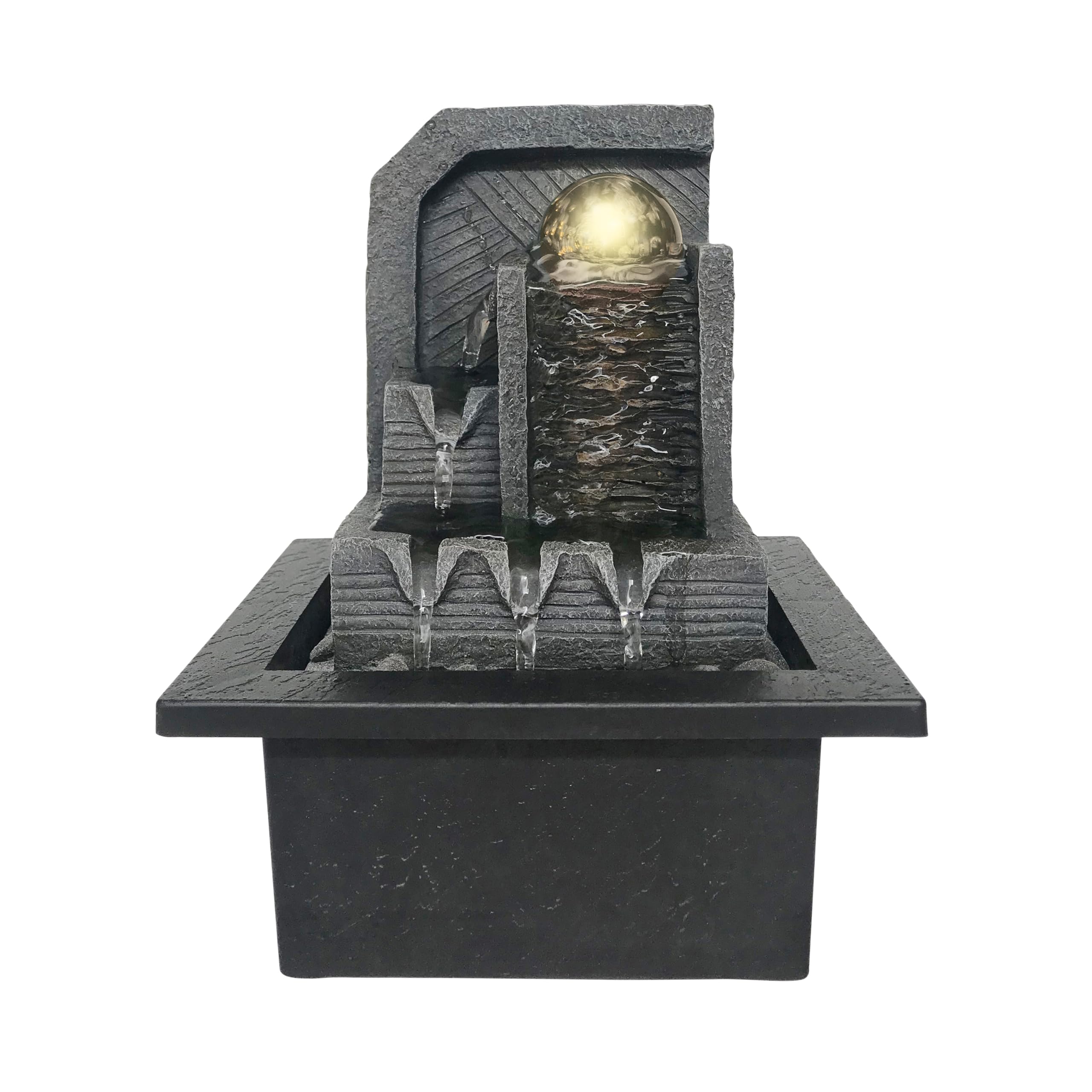 Well Being Aztec Fountain Decorative Desktop Small Form LED Light Water Feature