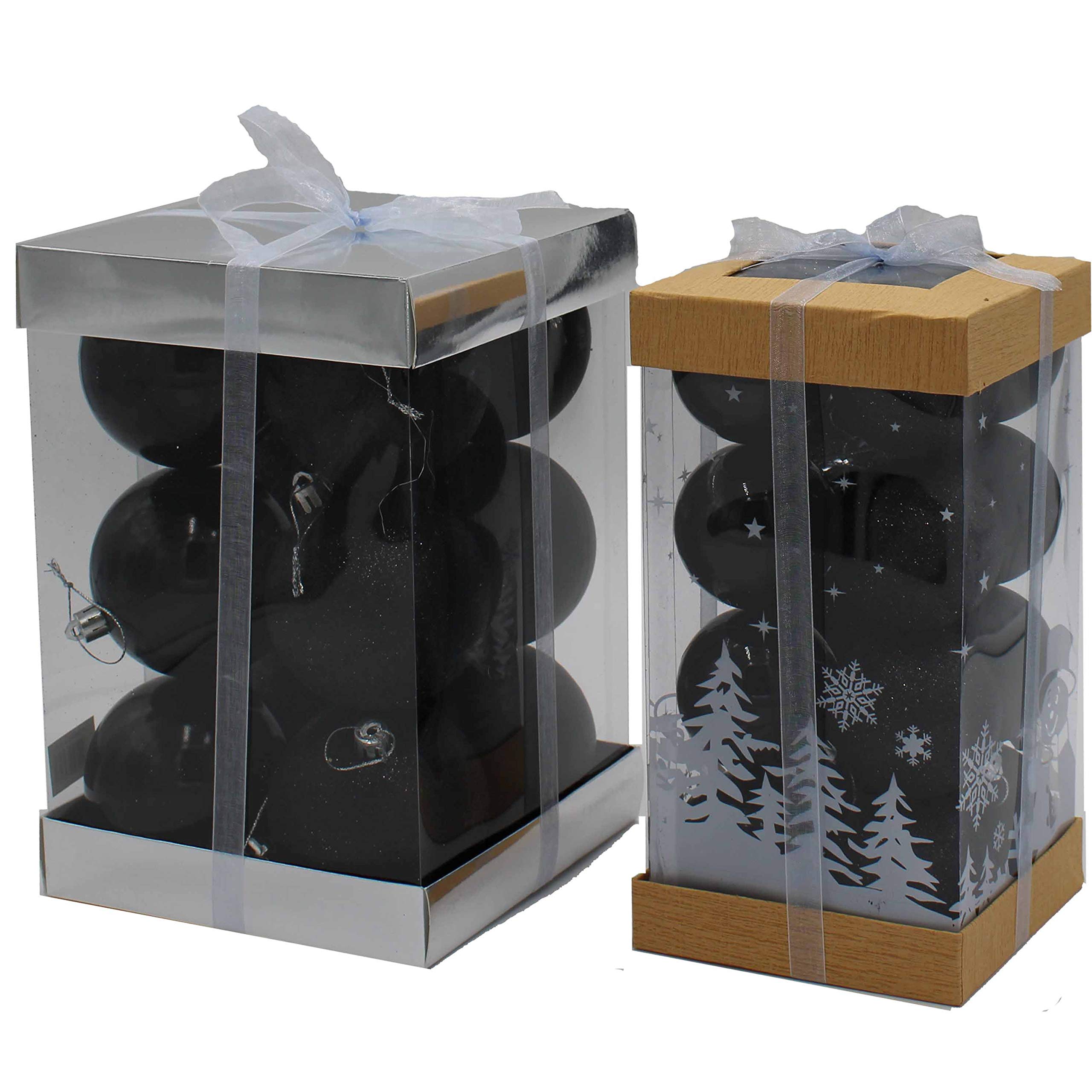 Celebration Central Black 28 Pack Matt Glitter And Shiny Christmas Baubles 16 X 60Mm And 12 X 80Mm