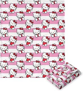Northwest Hello Kitty Silk Touch Throw Blanket, Soft, 50 x 70 Inches, Bow and Stripes Design