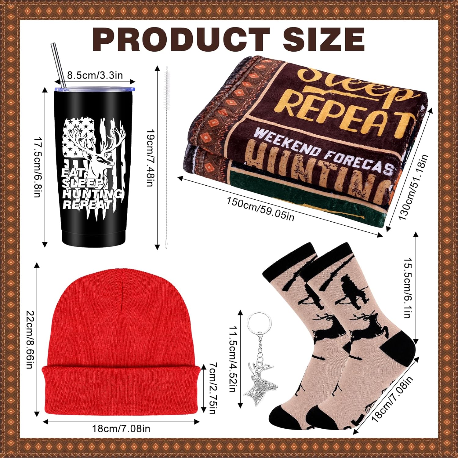 Hunting Gifts for Men, Christmas Gifts for Hunters, Cool Deer Hunter Gift Basket Include Hunting Blanket 20 oz Stainless Steel Tumblers Knitted Hat Socks Keychain for Fathers Day Xmas New Year
