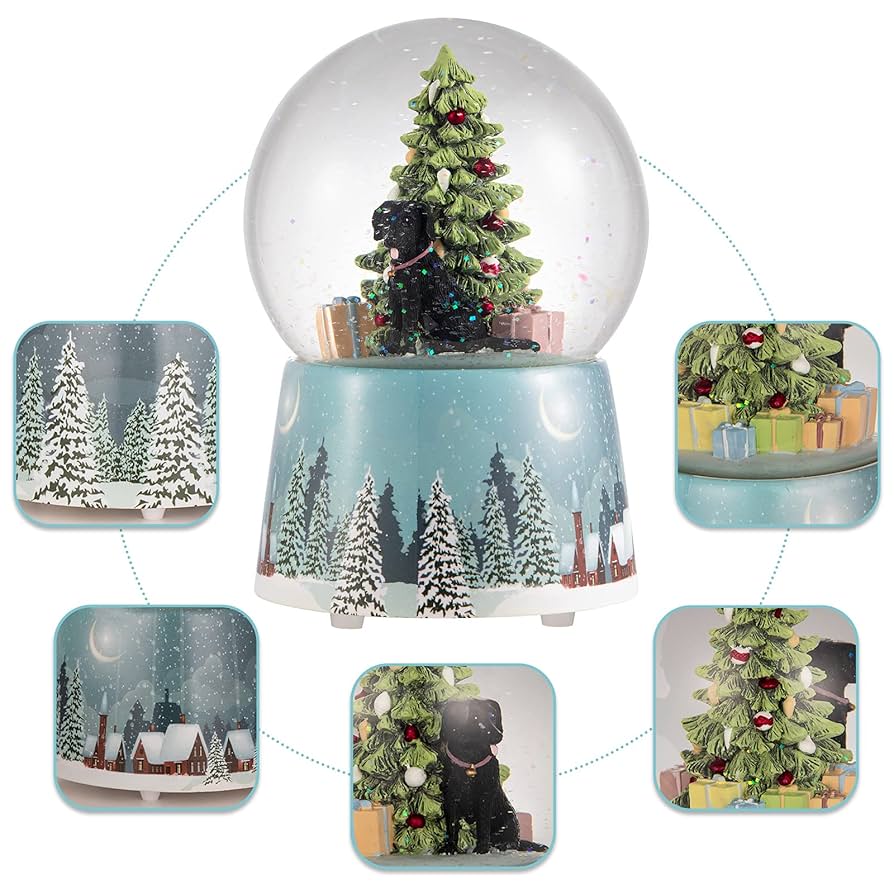 Amazon.co.jp: 犬のスノードーム ブラック ラブラドールスノー