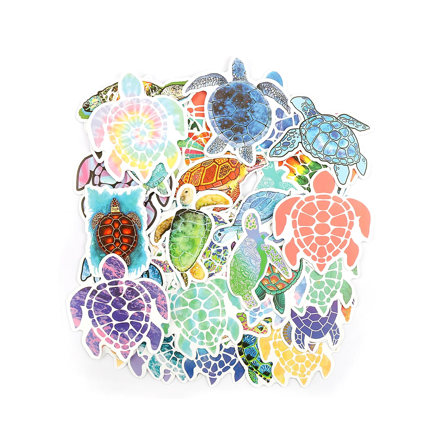 Hopzab Multicolor 50Pcs Pvc Sea Turtle Stickers, Waterproof Vinyl Decals For Laptops, Water Bottles, And Scrapbooks