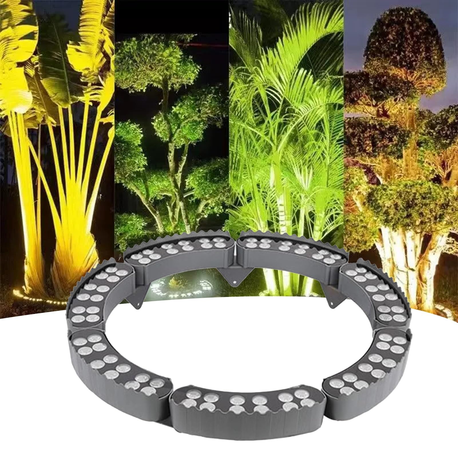 Luce circolare a LED per albero, faretto per esterni impermeabile IP65 per prato con palme, AC110V 220V DC24V(Warm light,7SETS 220V)