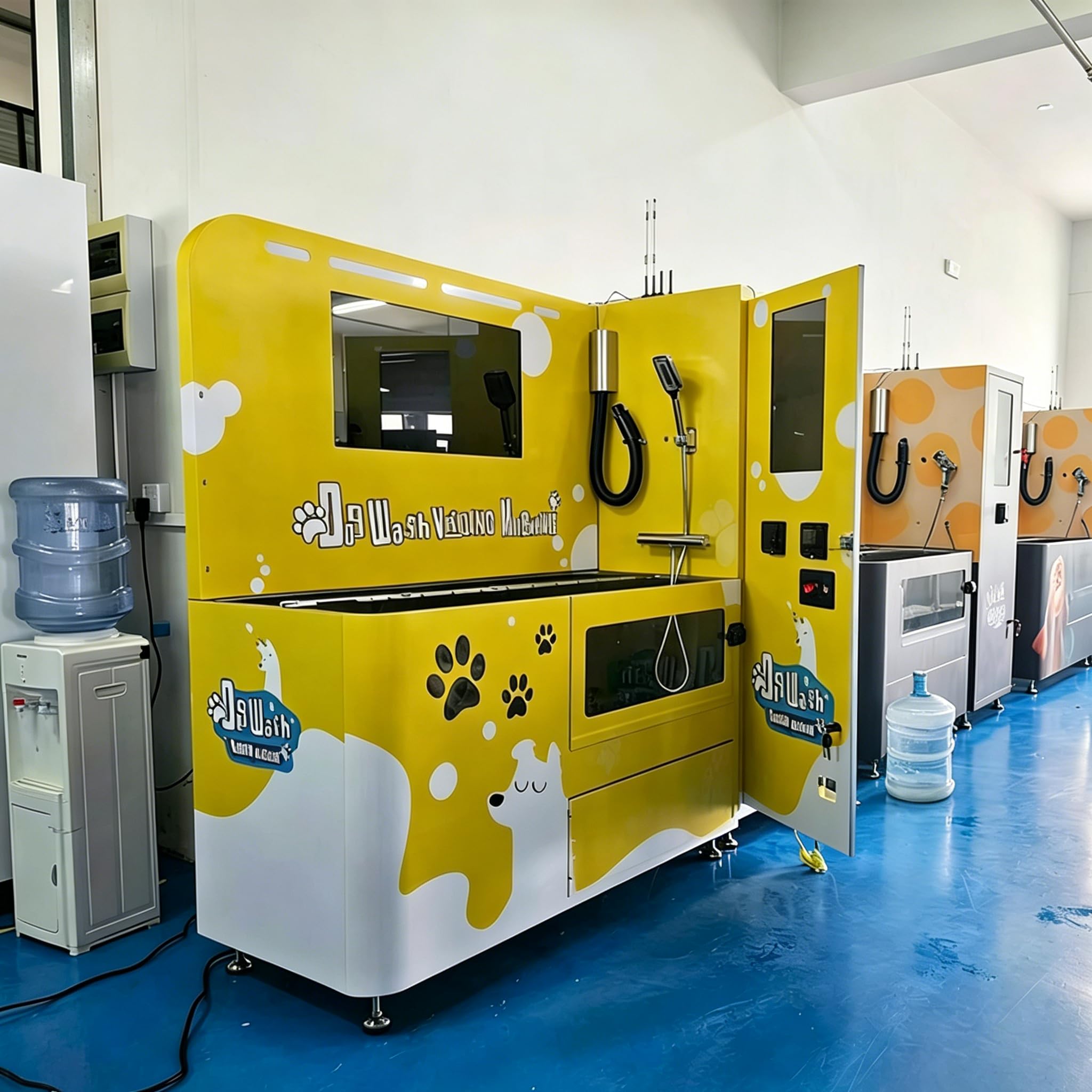 Stazione di lavaggio per cani commerciale con sistema di asciugatura integrato, stazione di toelettatura per animali domestici self-service con struttura in acciaio inossidabile per negozi di animali