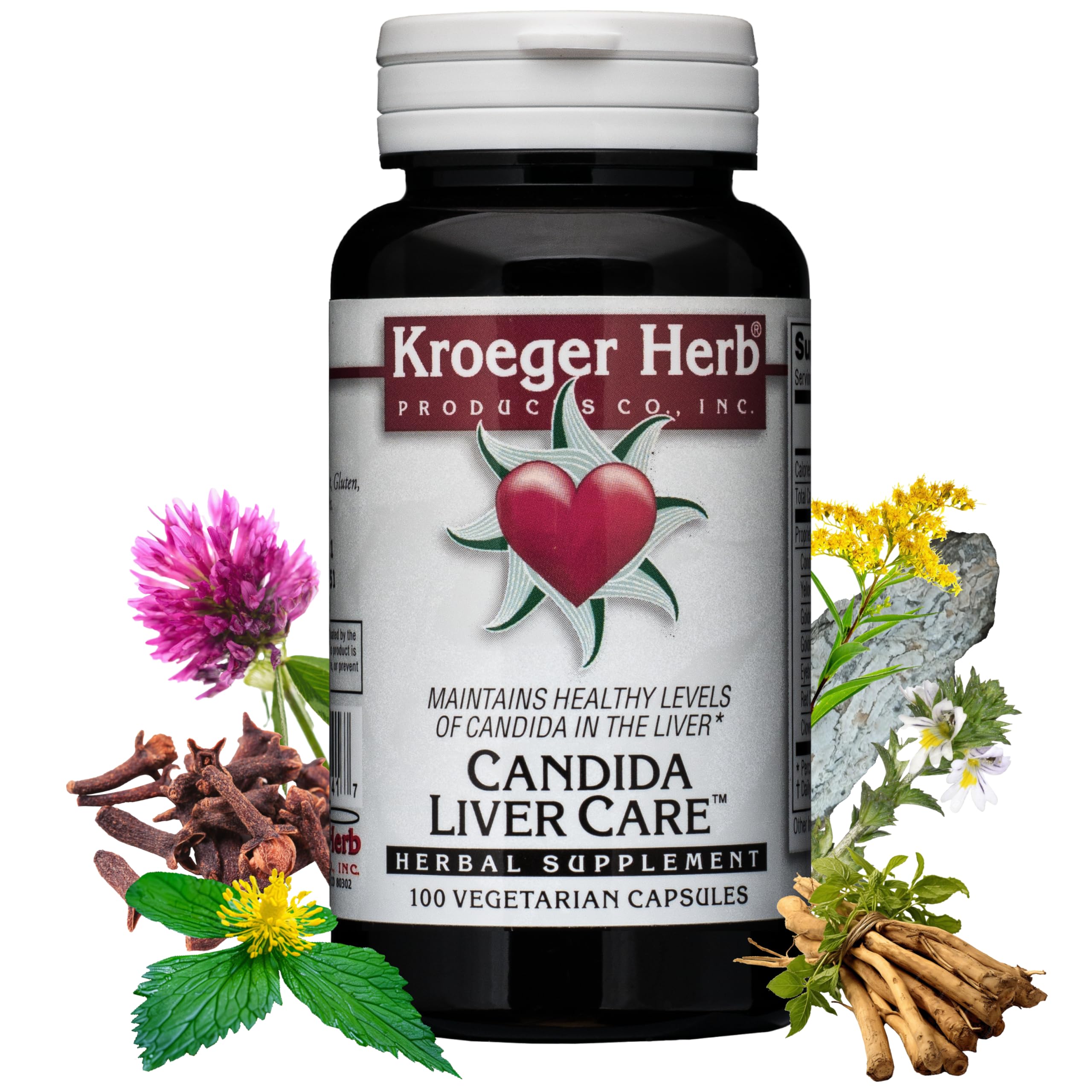 Kroeger Herb Candida Liver Care Vegetarian Capsules, 100 Count