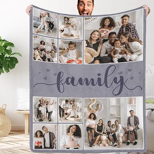 Manta personalizada con fotos fabricada en Estados Unidos, manta personalizada para regalo conmemorativo de 10 fotos, manta personalizada para