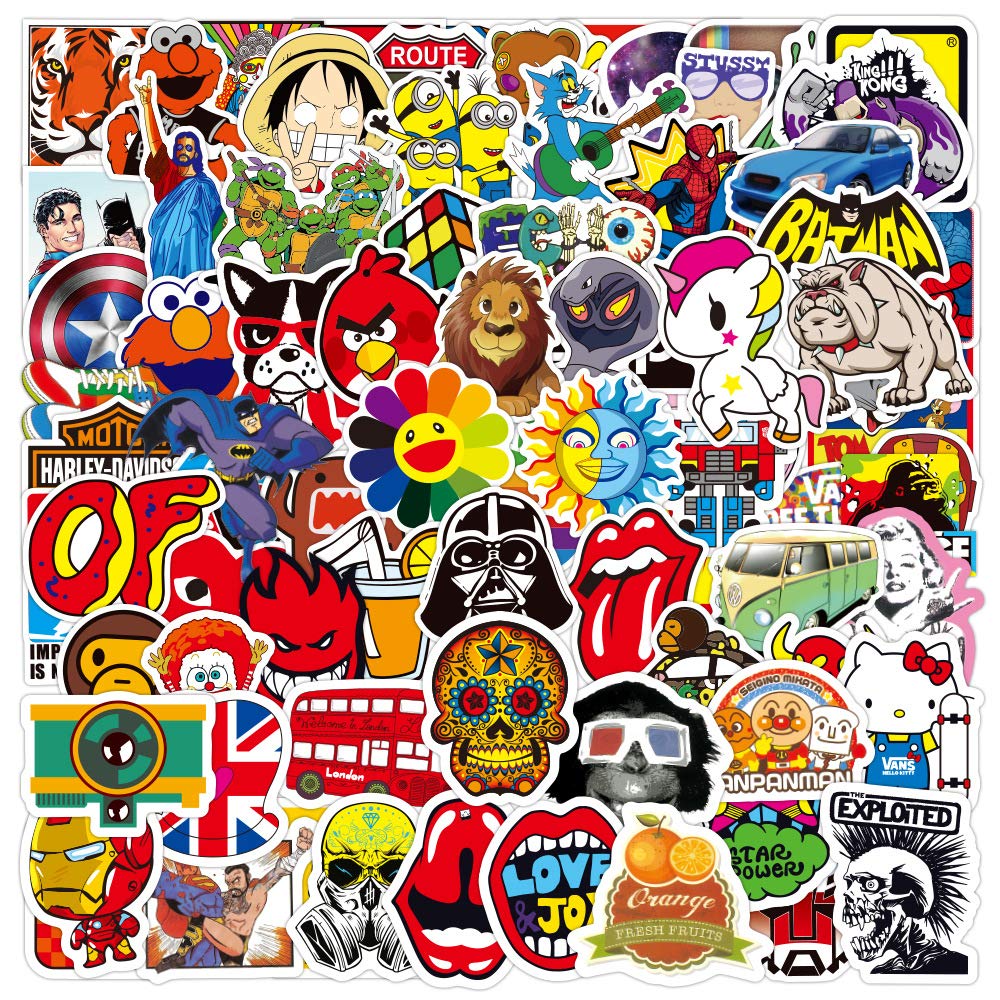 100pcs Brand Stickers, Street Fashion Sticker, Waterproof Vinyl Graffiti Stickers for Water Bottle, Car, Luggage, Skateboard, Guitar, Trendy Stickers for Teens